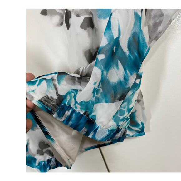 WHBM White Floral Blouson Short Sleeve Blouse Size Small - Picture 5 of 8